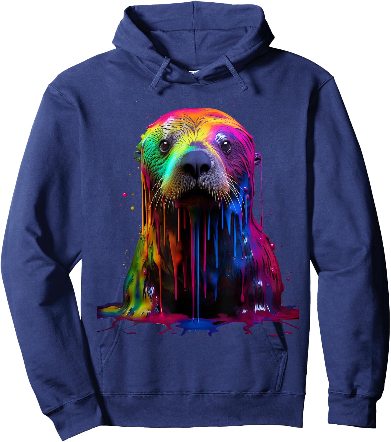 Rainbow Sea Otter Paint Hoodie - Hoodie | Navy