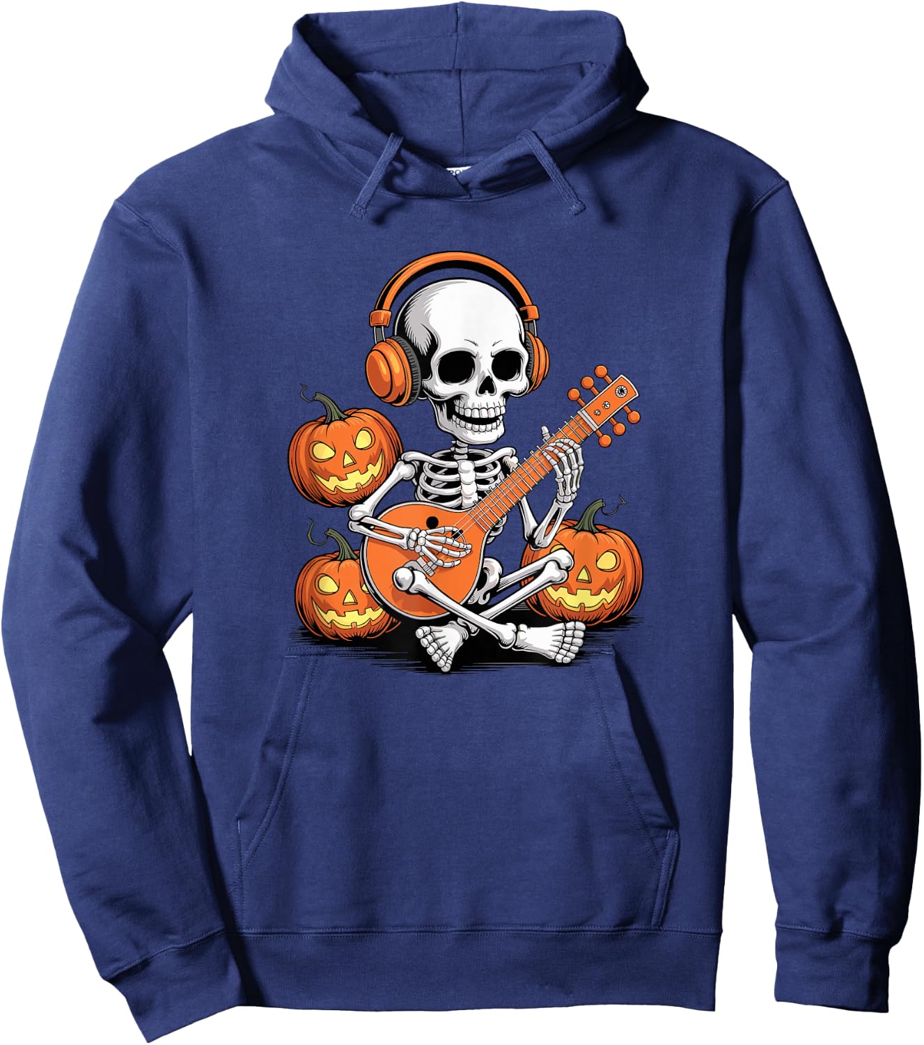 Halloween Skeleton Sitar Sitarist Hoodie - Hoodie | Navy