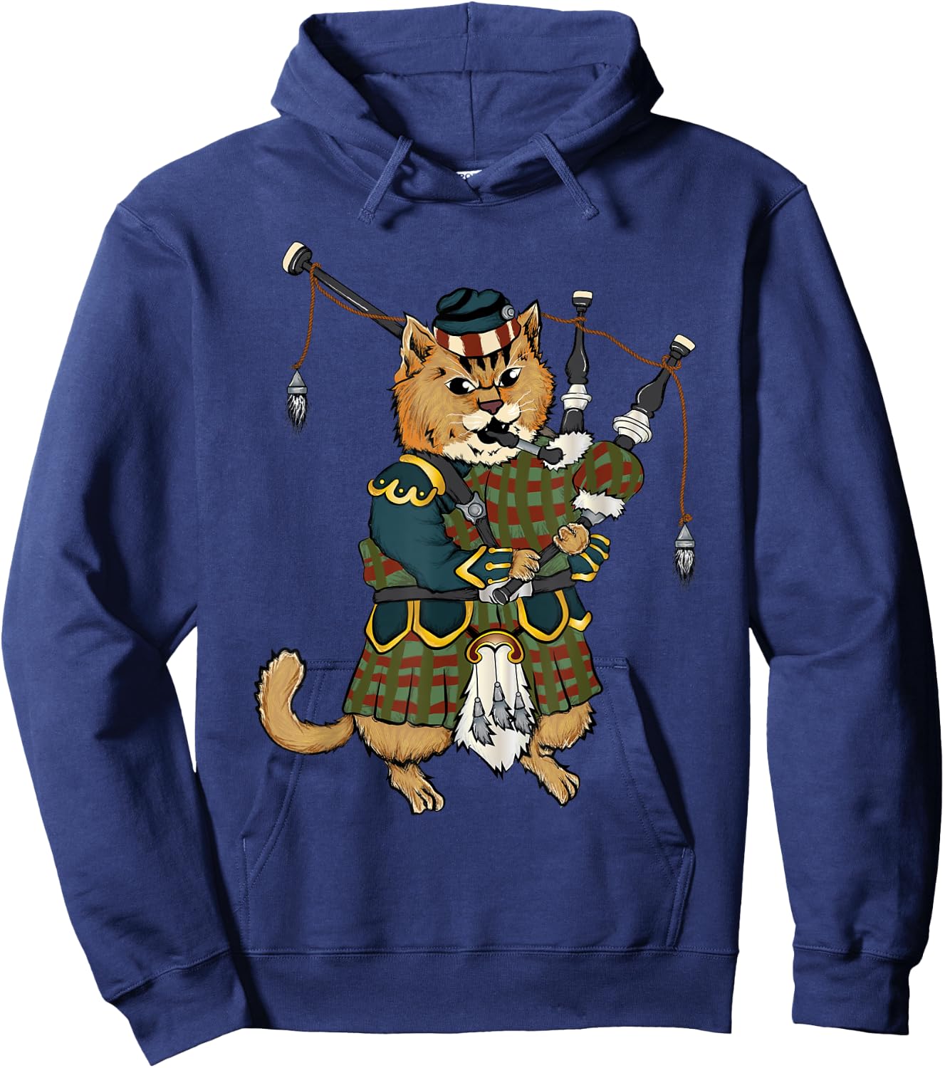 Cat With Bagpipe I Scottish Uniform Music Kilt Hoodie - Hoodie | Navy