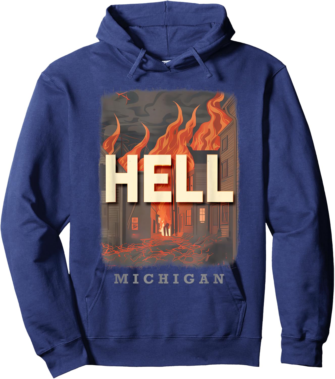 Hell Michigan MI Fiery Inferno SD528 Hoodie - Hoodie | Navy