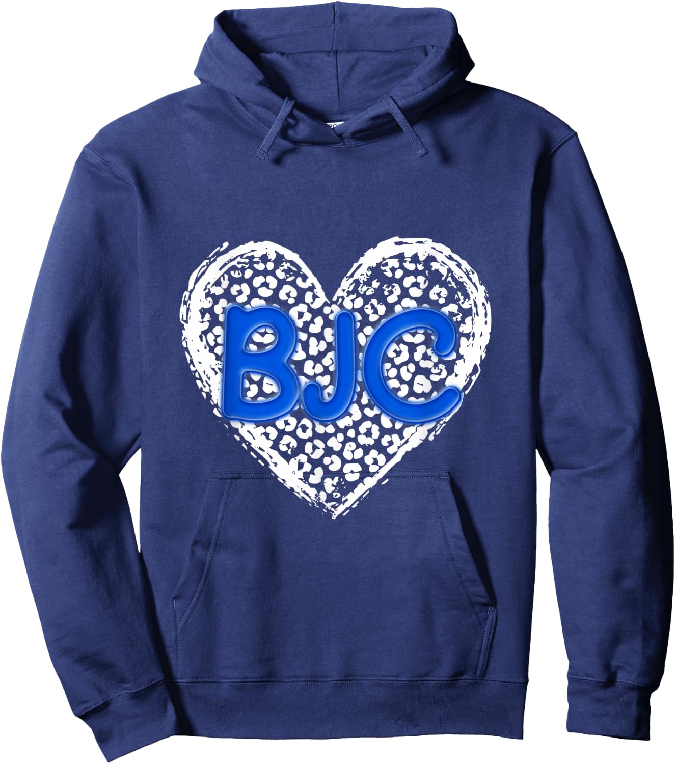 BJC Blue Initials Leopard Cheetah Heart Trendy Hoodie - Hoodie | Navy
