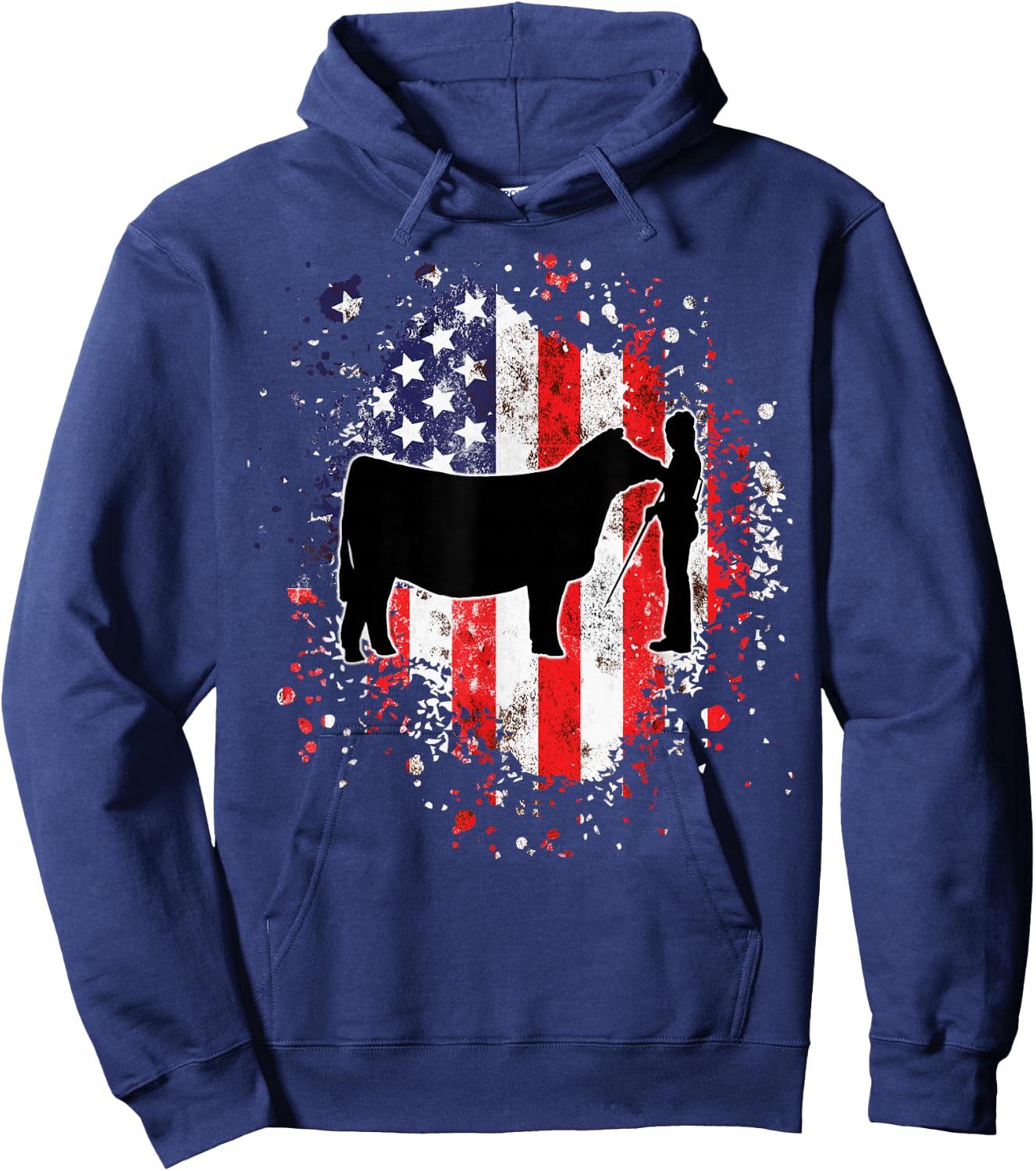 Patriotic Showmanship Girl and Show Stock Steer Hoodie - Hoodie | Navy