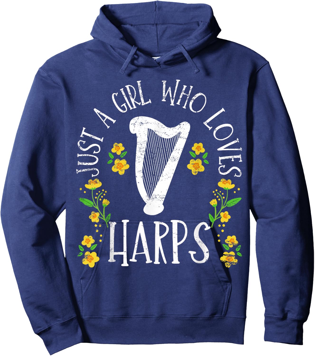Harp Harpist Girl Cute Hoodie - Hoodie | Navy