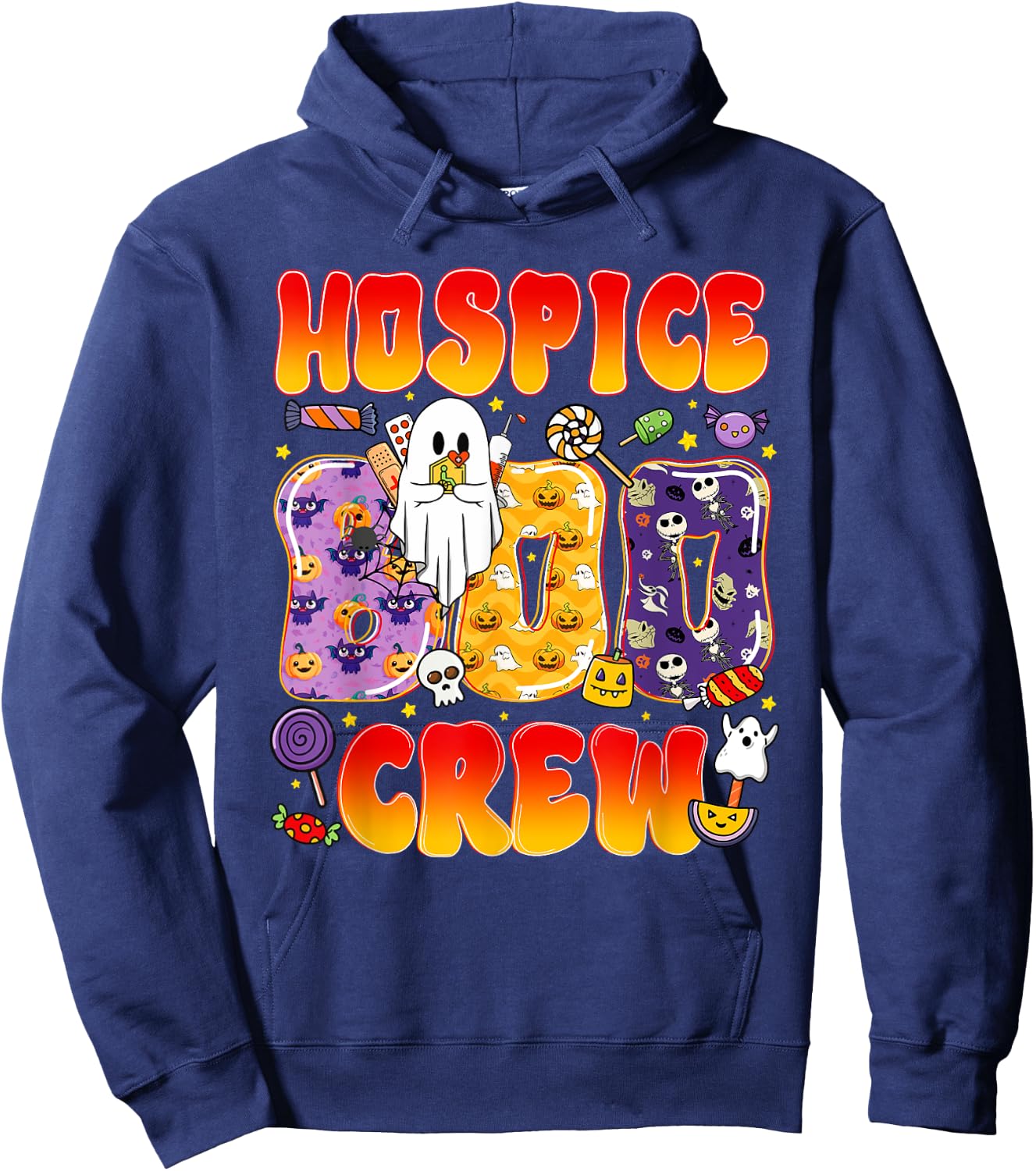 Hospice Boo Crew Hospice Nurse Funny Halloween Hoodie - Hoodie | Navy