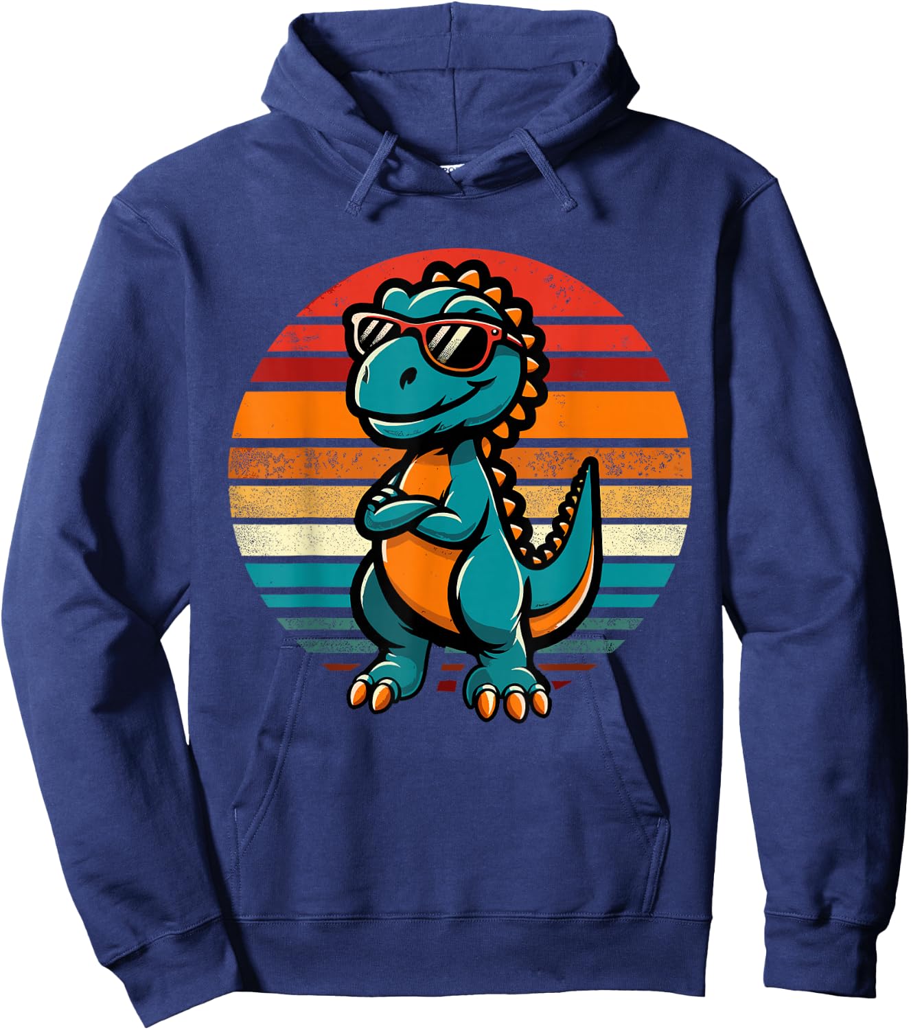 Funny Dinosaur T-Rex Retro Dinosaur Hoodie - Hoodie | Navy