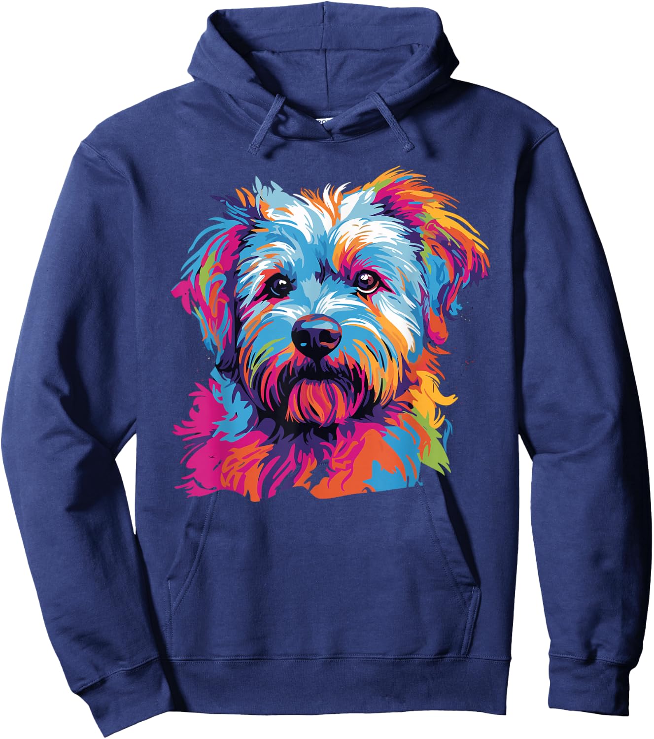 Watercolor Colorful Dandie Dinmont Terrier Dog Hoodie - Hoodie | Navy