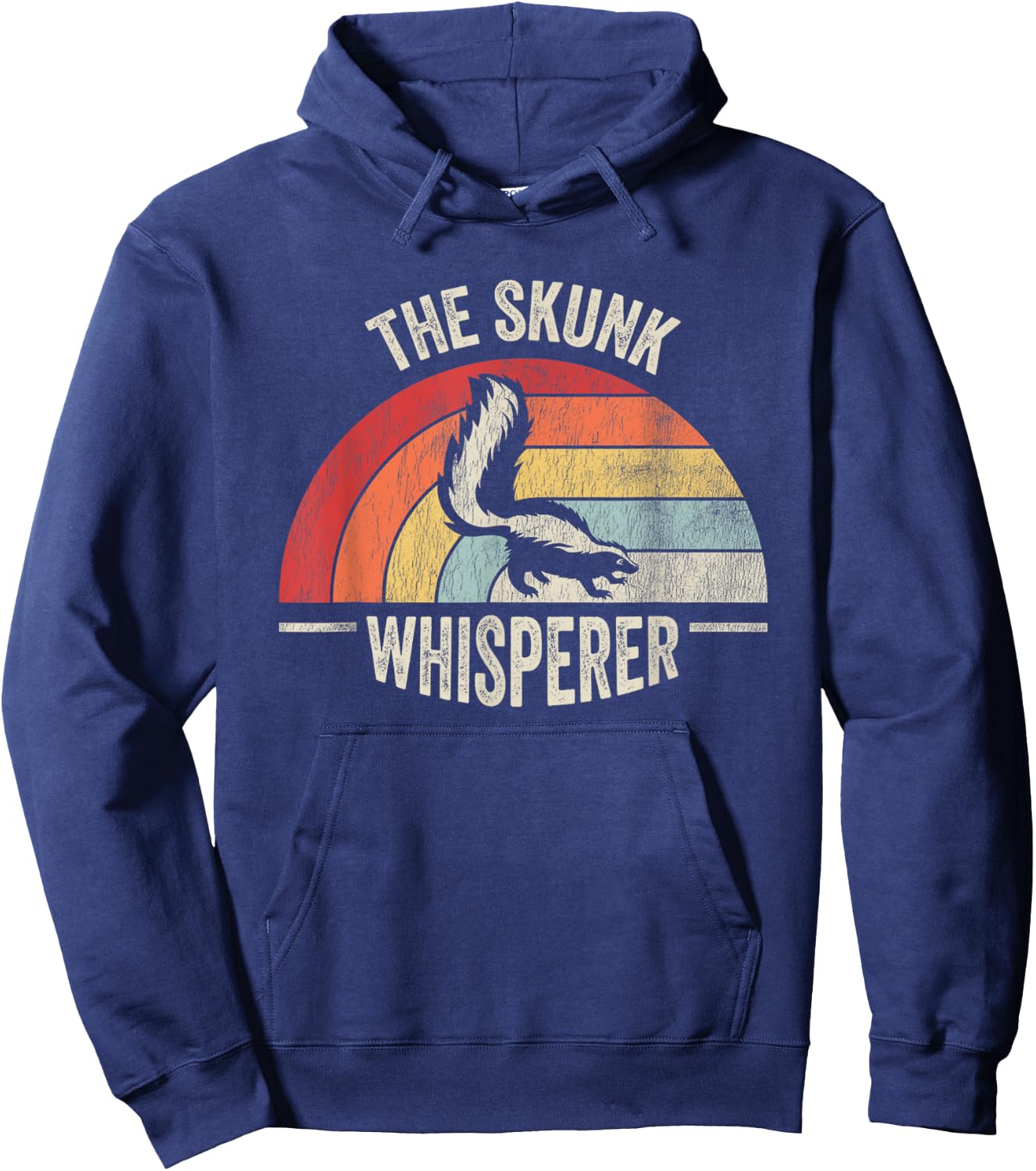 The Skunk Whisperer Rainbow Vintage Art Hoodie - Hoodie | Navy