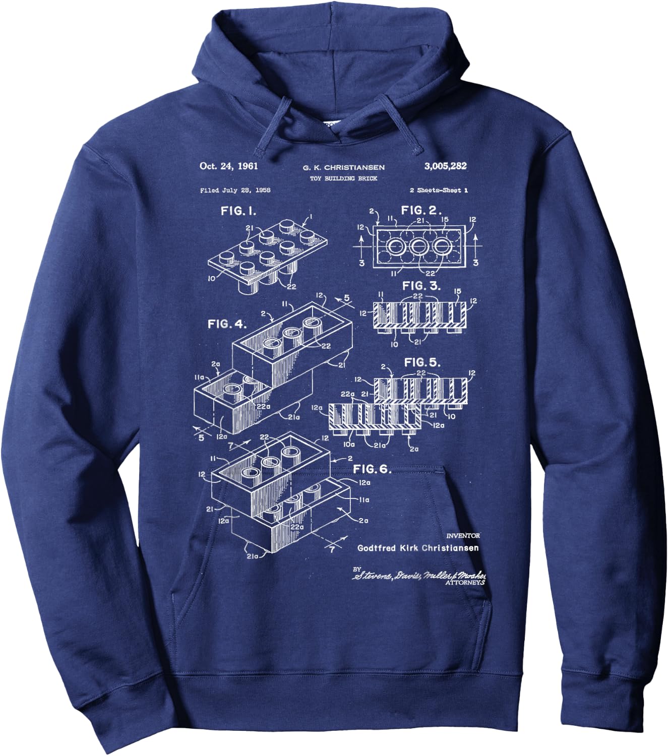Toy Building Brick Patent , black Hoodie - Hoodie | Navy