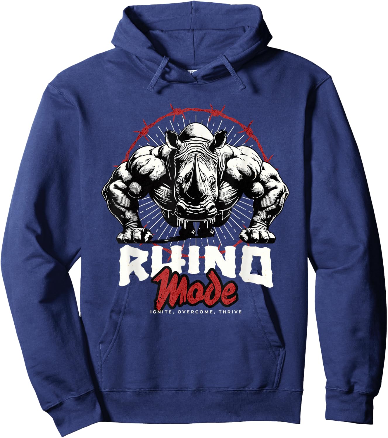 Rhino Mode Pushup Rhino Gym Workout Motivation Hoodie - Hoodie | Navy