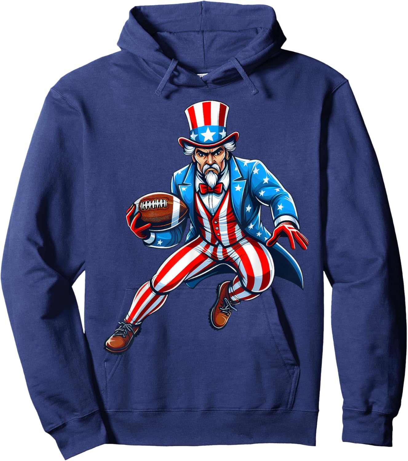 Uncle Sam Football Player 4th of July Patriotic Hoodie - Hoodie | Navy