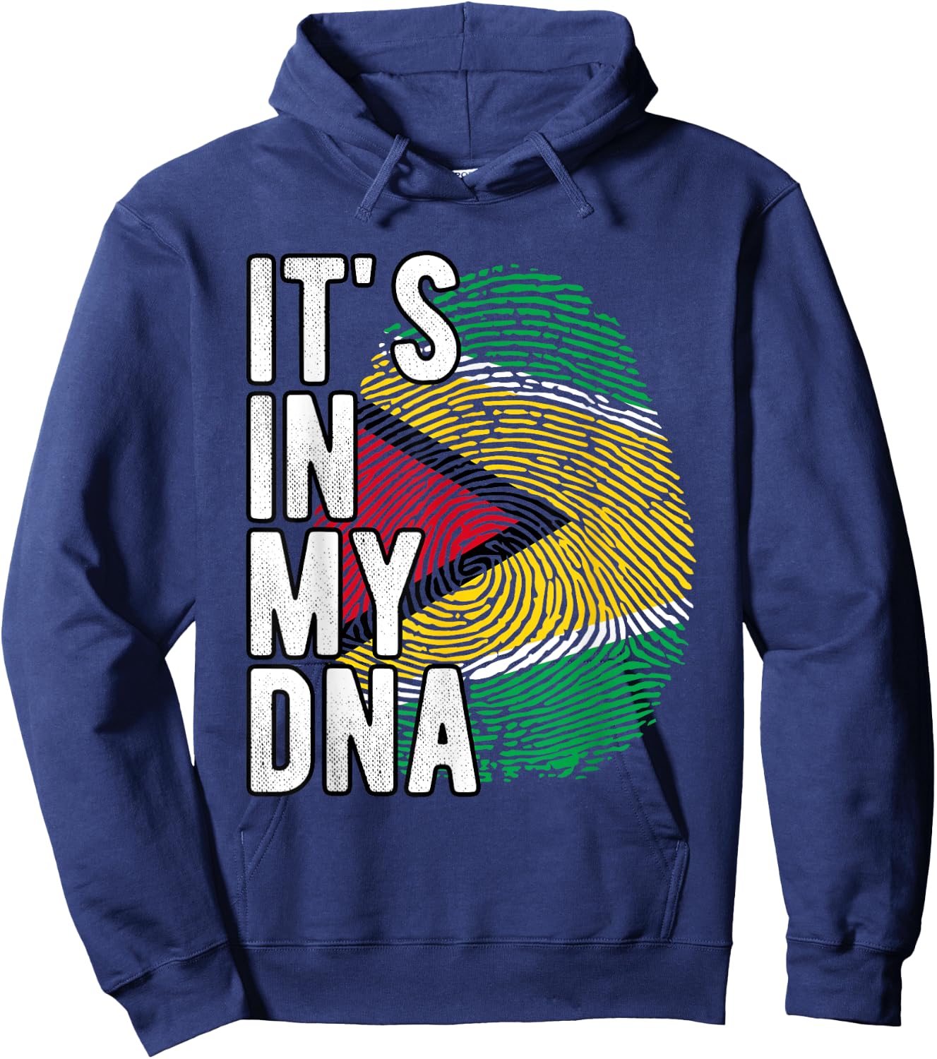 Funny it's in my DNA Guyana flag Fingerprint Hoodie - Hoodie | Navy