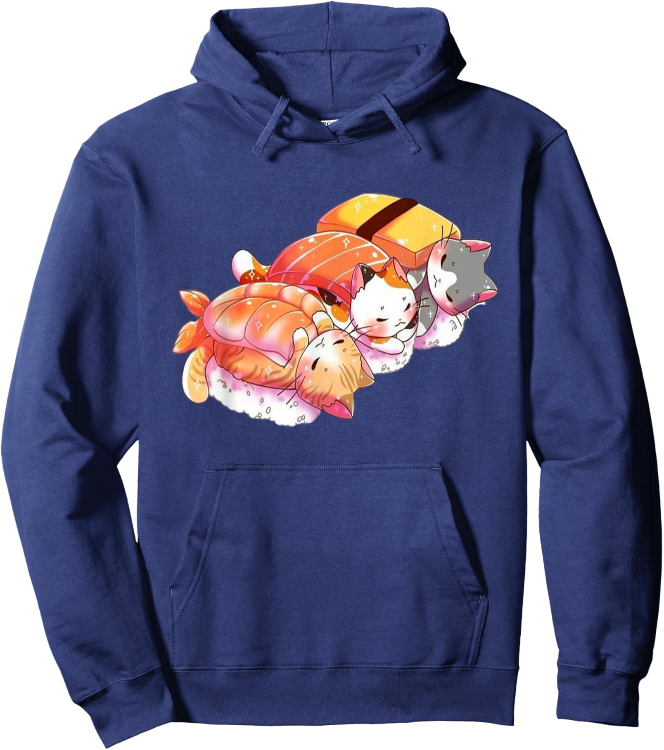 Kawaii Cute Cats Sushi Otaku Japanese Hoodie - Hoodie | Navy
