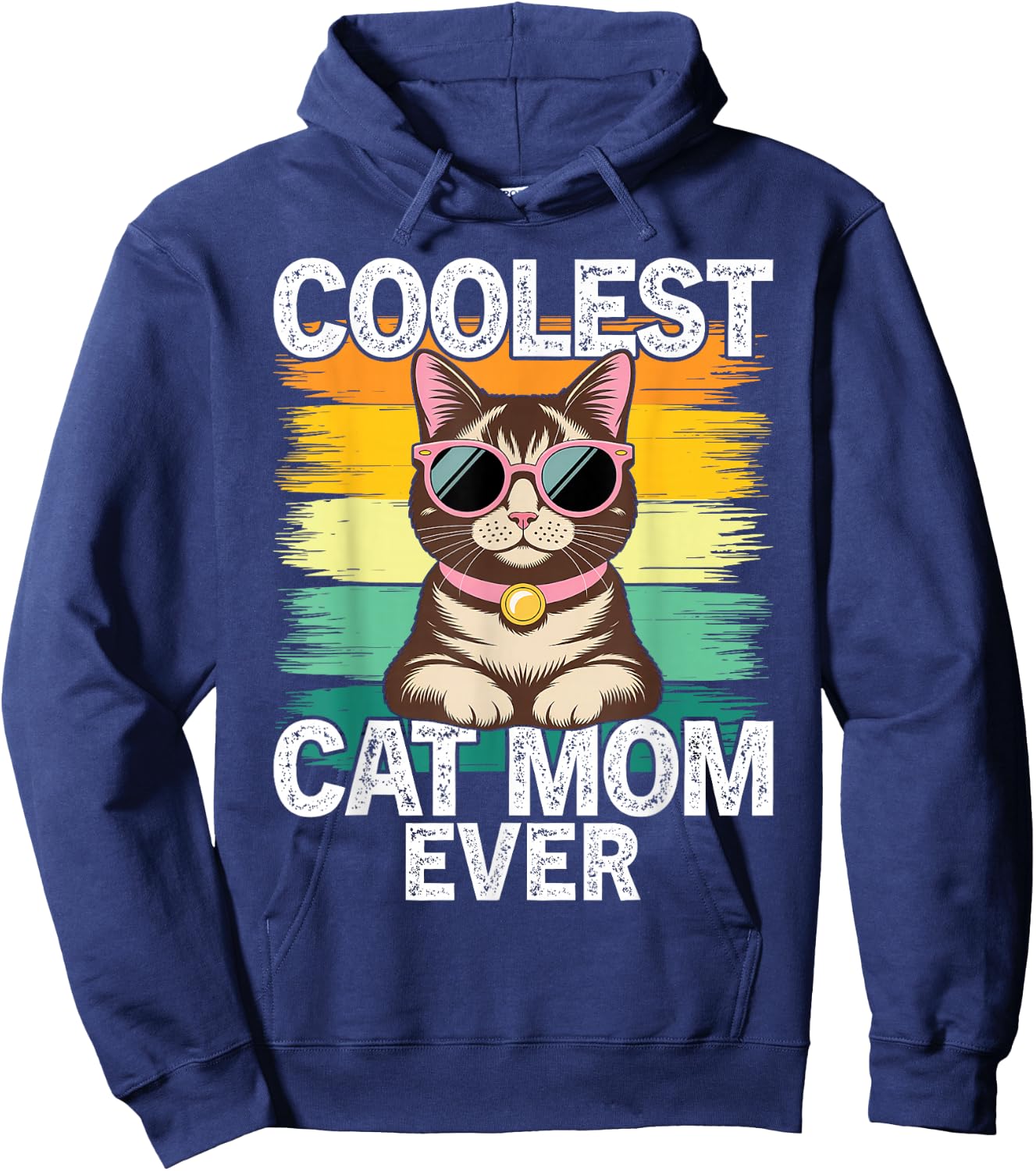 Funny Best Mom Ever Coolest Cat Mama Graphic Hoodie - Hoodie | Navy