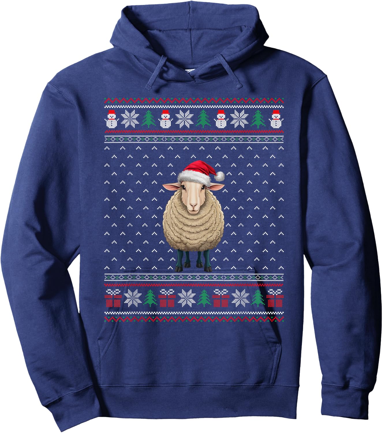 Sheep Wearing Santa Hat Ugly Xmas Sheep Lovers Hoodie - Hoodie | Navy