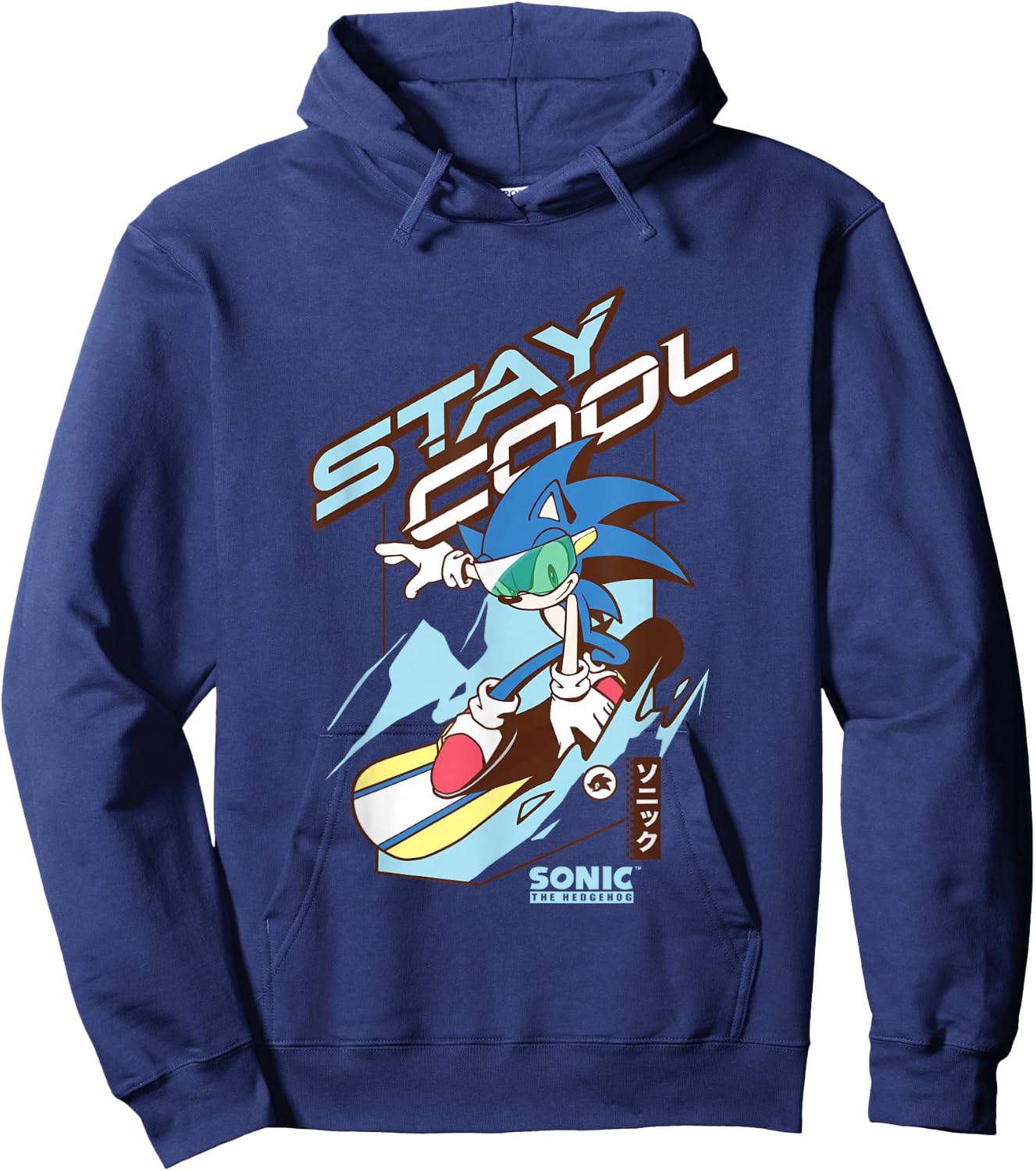 Sonic The Hedgehog Stay Cool Snowboarding Logo Hoodie - Hoodie | Navy