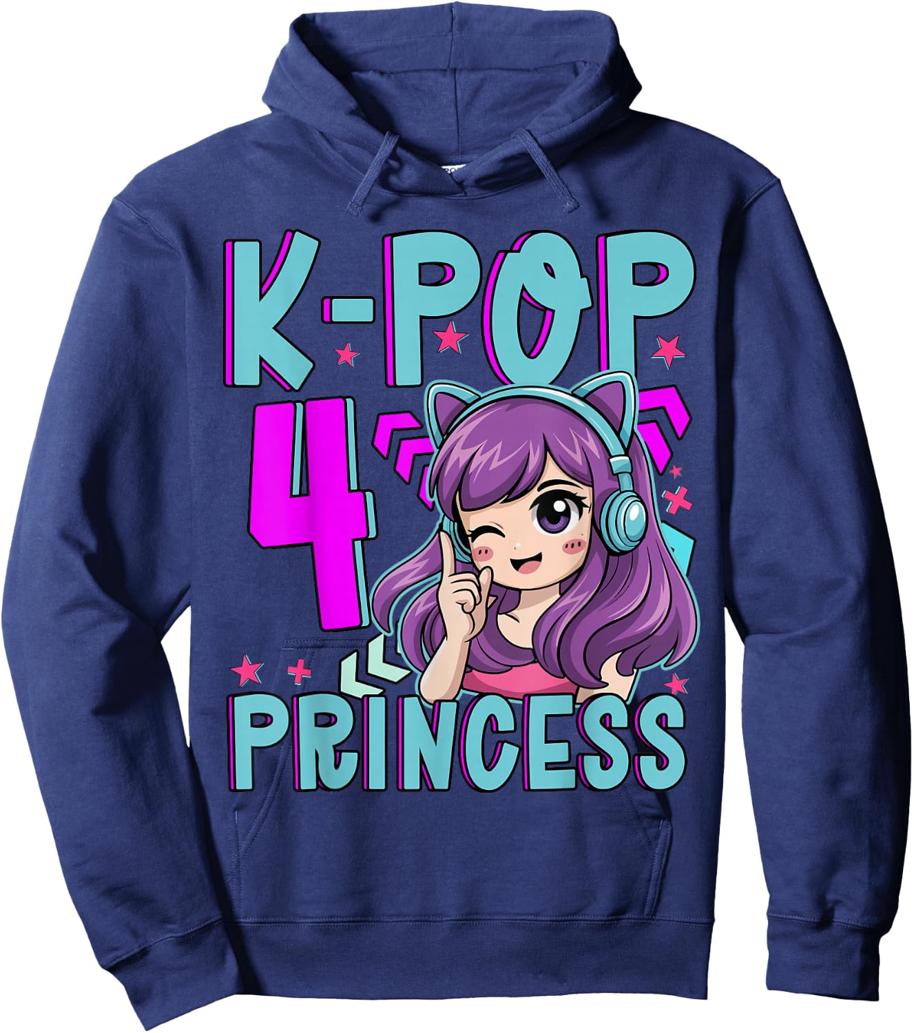 K-Pop Princess Age 4 Years Old Birthday Kid Hoodie - Hoodie | Navy
