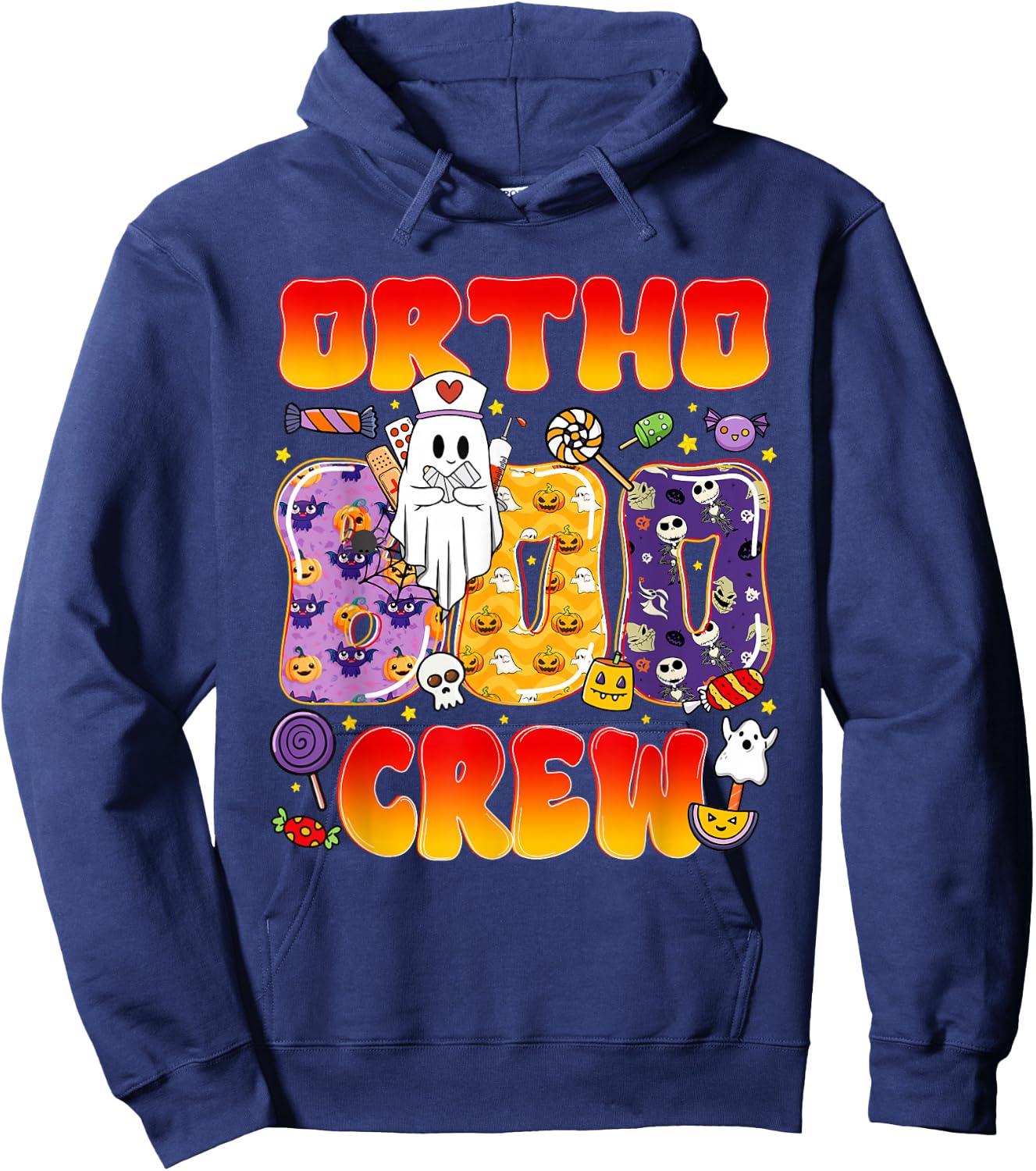 Ortho Boo Crew Ortho Nurse Funny Halloween Hoodie - Hoodie | Navy