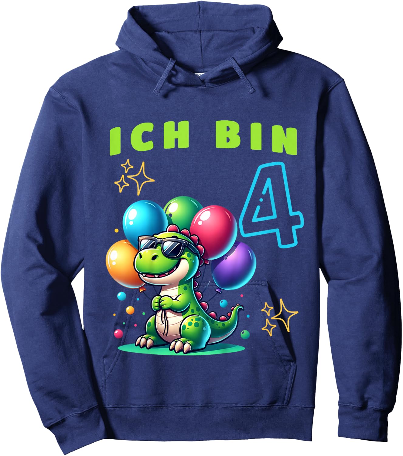 I Am 4 Years Old Dino 4th Birthday Hoodie - Hoodie | Navy