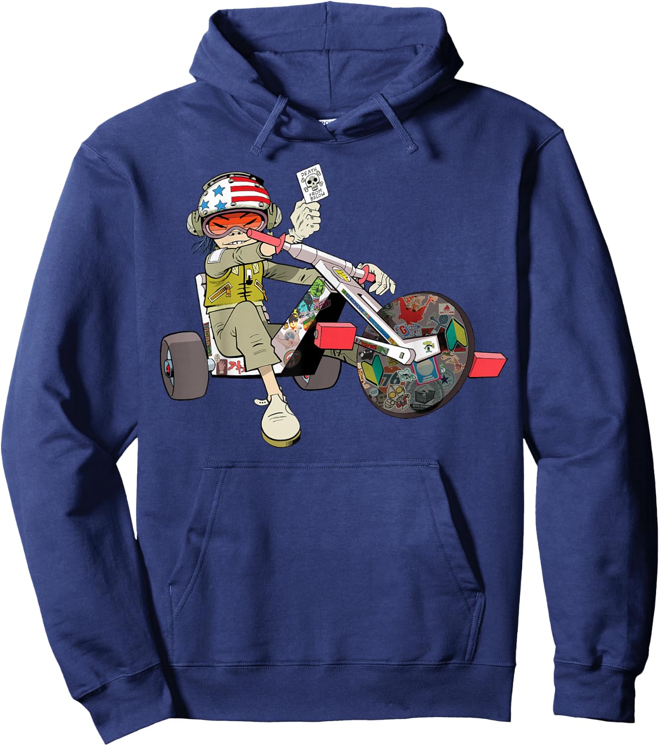 Gorillaz Men's Noodles Trike , Black, Small Hoodie - Hoodie | Navy
