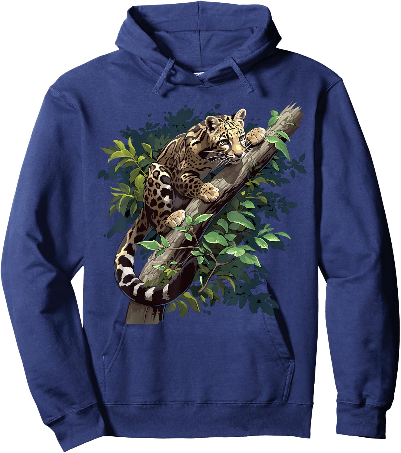 Clouded Leopard Fog Leather , black Hoodie - Hoodie | Navy