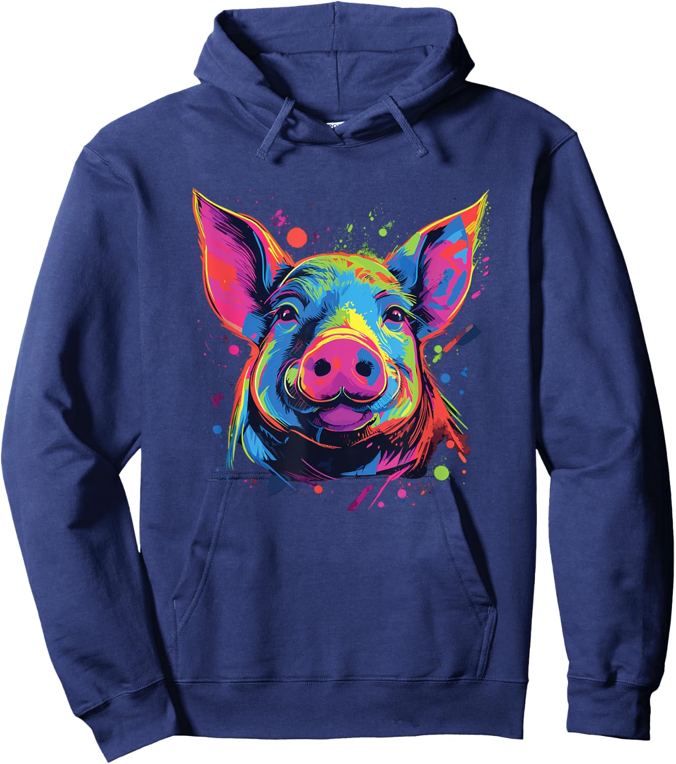 Watercolor Colorful Pig Hoodie - Hoodie | Navy