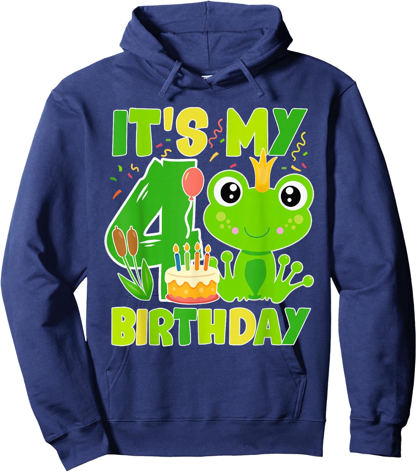 It’s My 4th Birthday Frog Hoodie - Hoodie | Navy