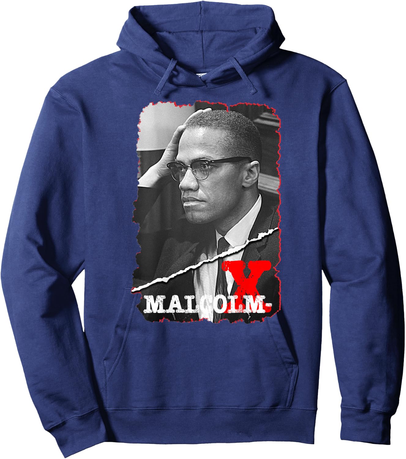 Malcolm X_001_Back Printed Hoodie - Hoodie | Navy