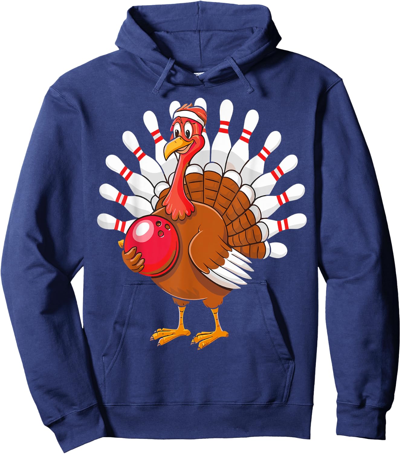 Thanksgiving Turkey Bowling Pin Matching Team Hoodie - Hoodie | Navy