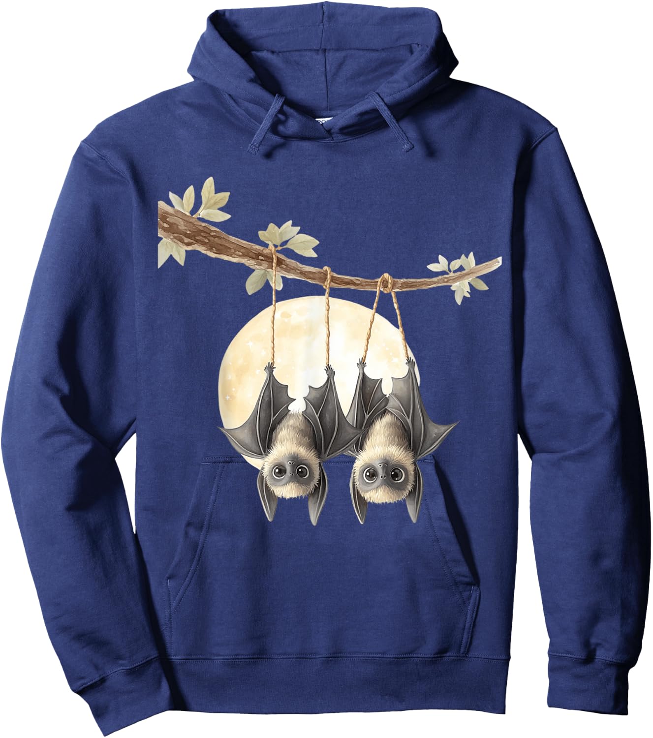 Cute Bats Under The Full Moon Hoodie - Hoodie | Navy