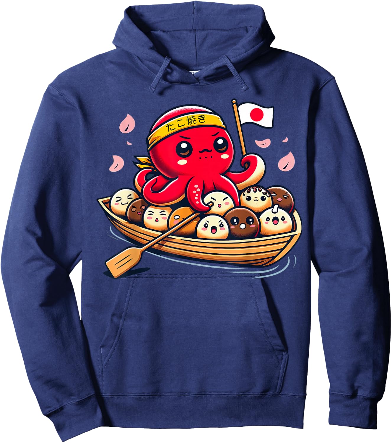 Cute Takoyaki and Octopus Japanese street food Hoodie - Hoodie | Navy
