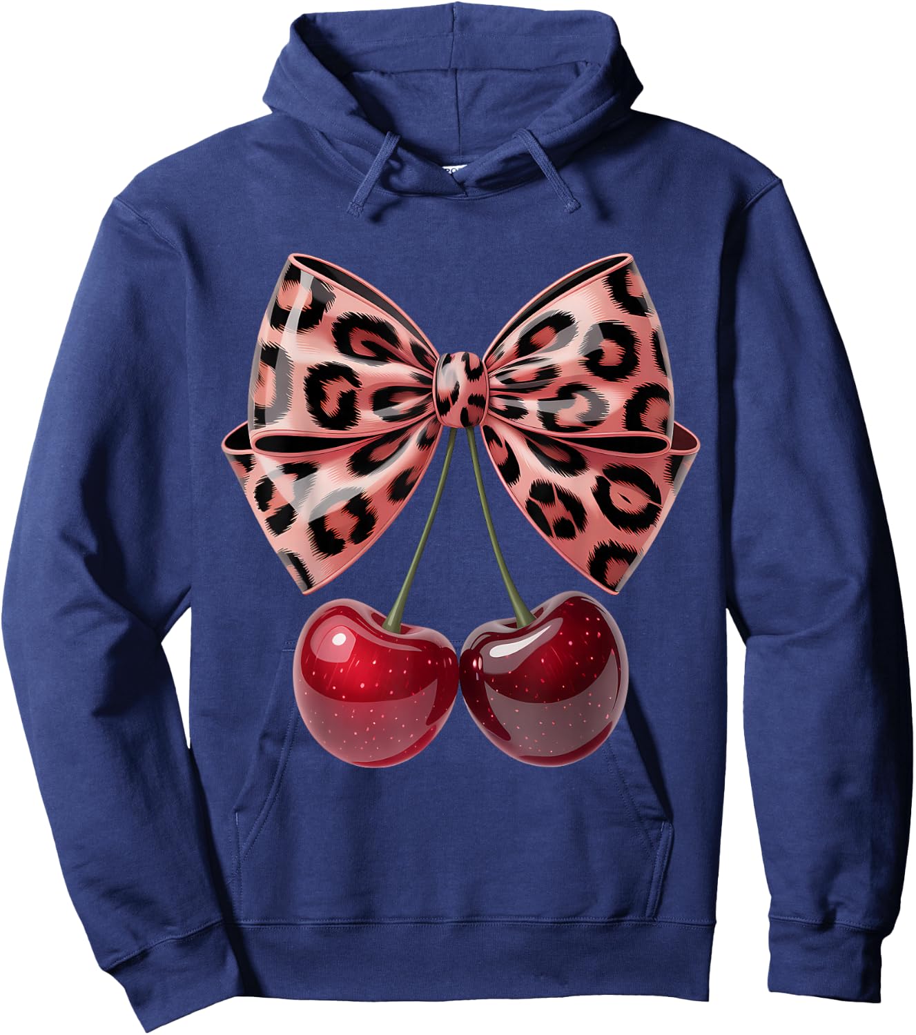 Cherry Bow Coquette Red Cherries Fruits Hoodie - Hoodie | Navy