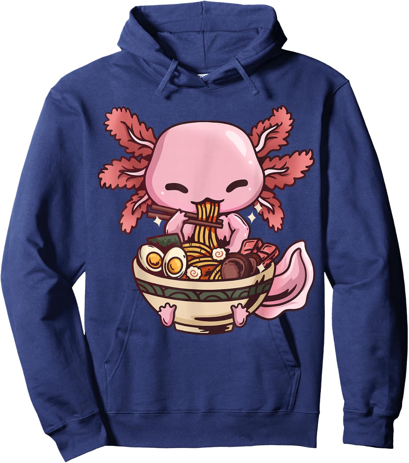 Axolotl Ramen Anime Kawaii Eating Girls Teens Hoodie - Hoodie | Navy