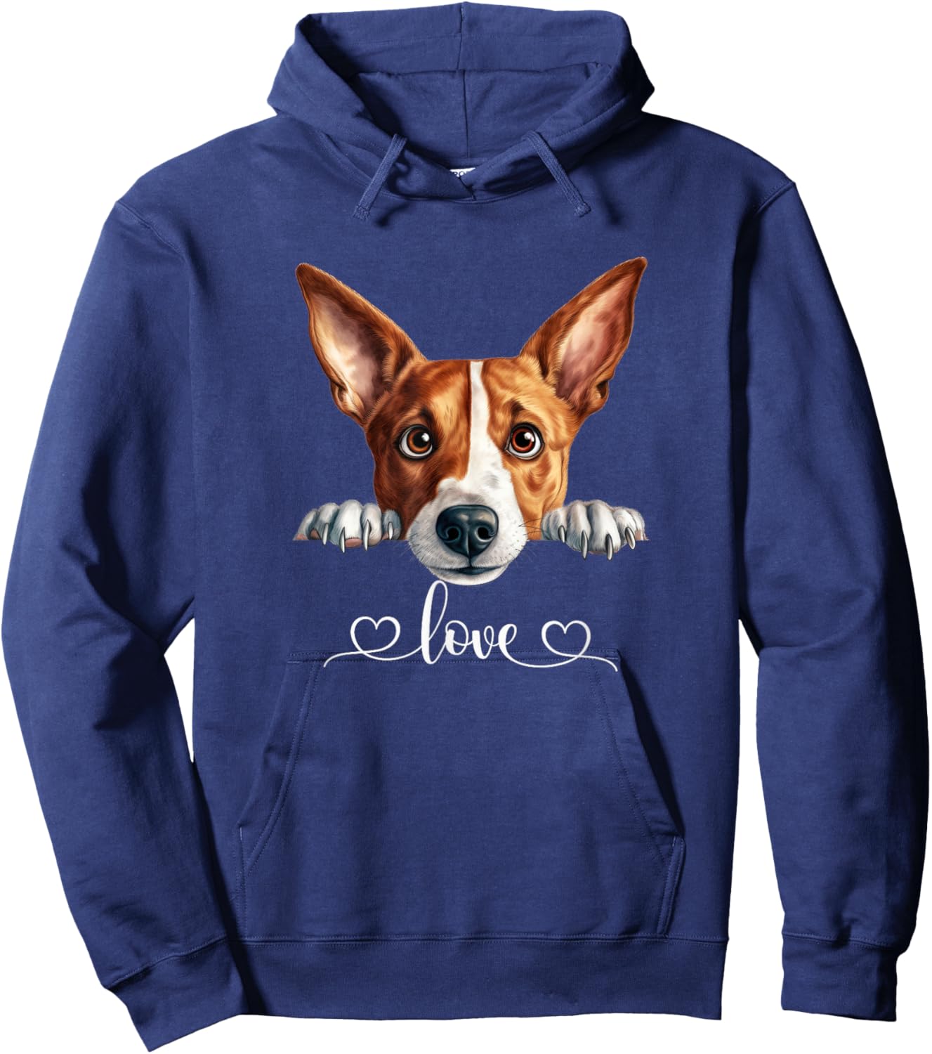 Cute Dog Graphic Love Puppy Basenji Dog Women Hoodie - Hoodie | Navy