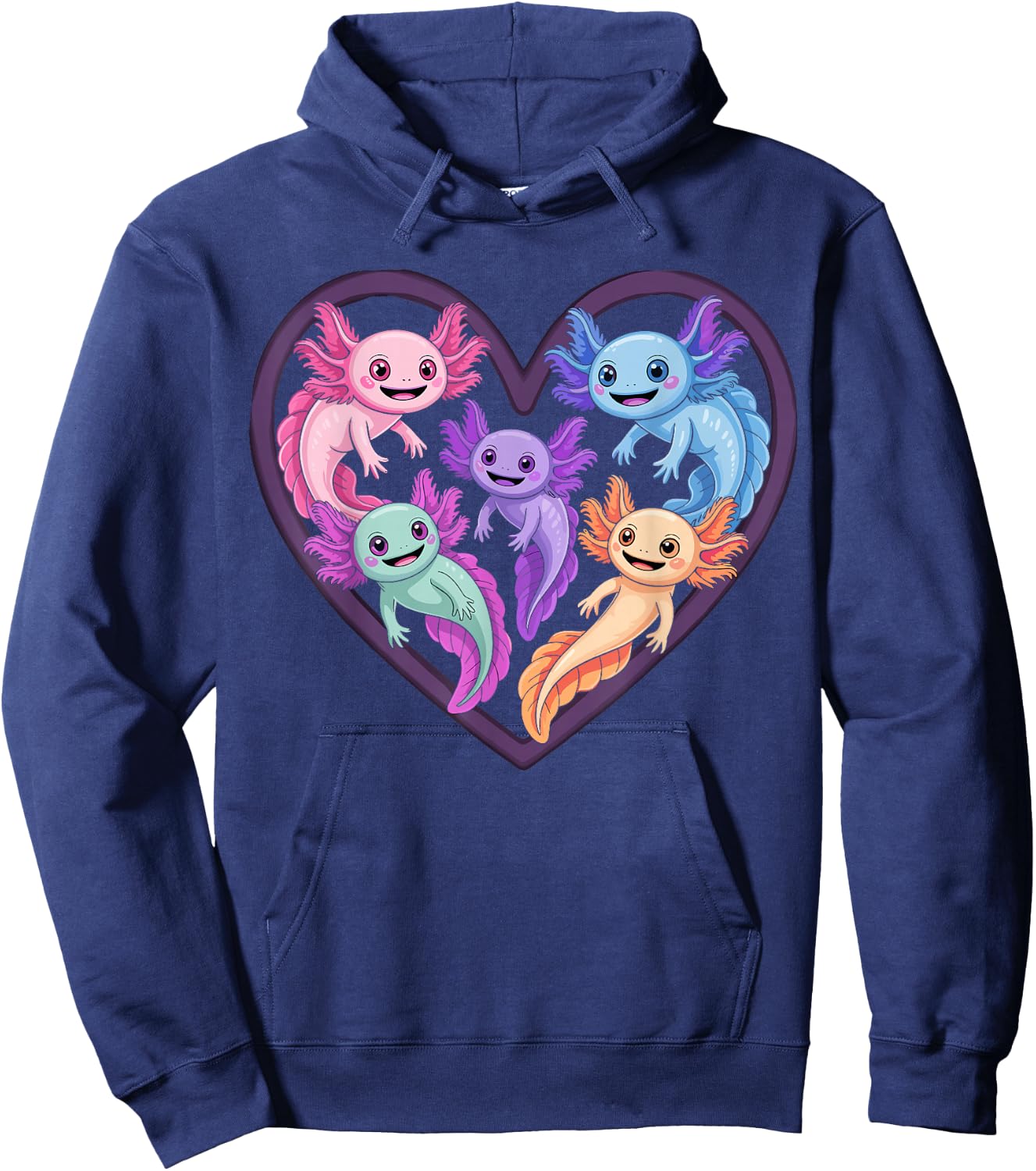 Axolotl Heart Cute Kawaii Axolotls Hoodie - Hoodie | Navy