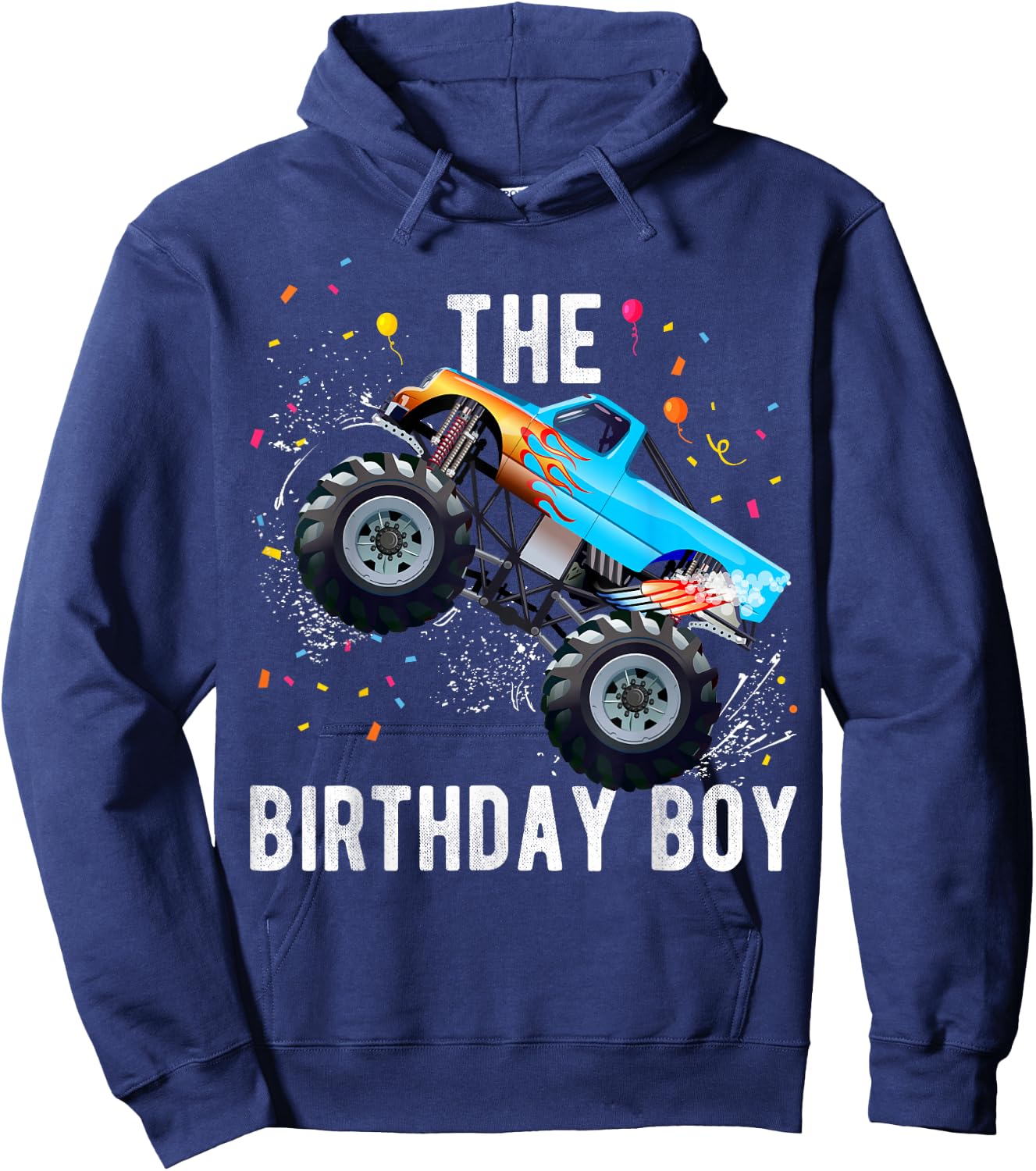 Birthday Boy Monster Truck Family Matching Hoodie - Hoodie | Navy