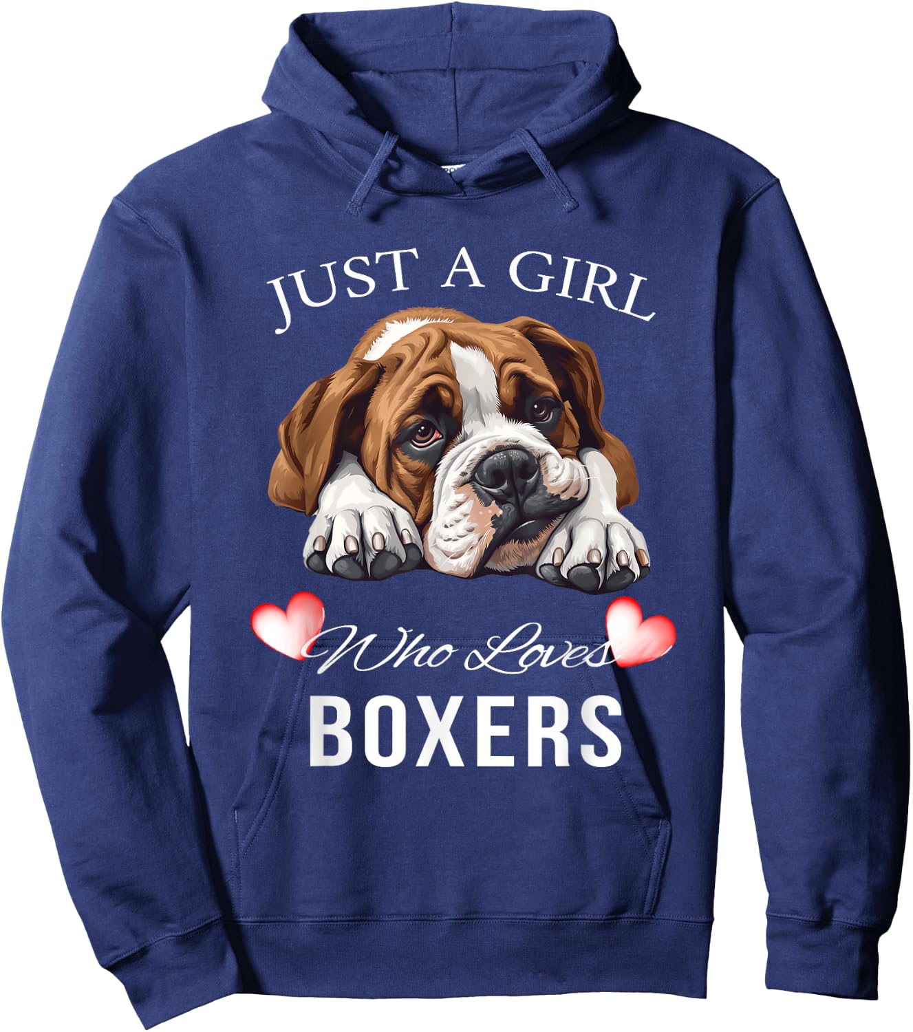 Just a Girl Who Loves Boxers Cute Hoodie - Hoodie | Navy