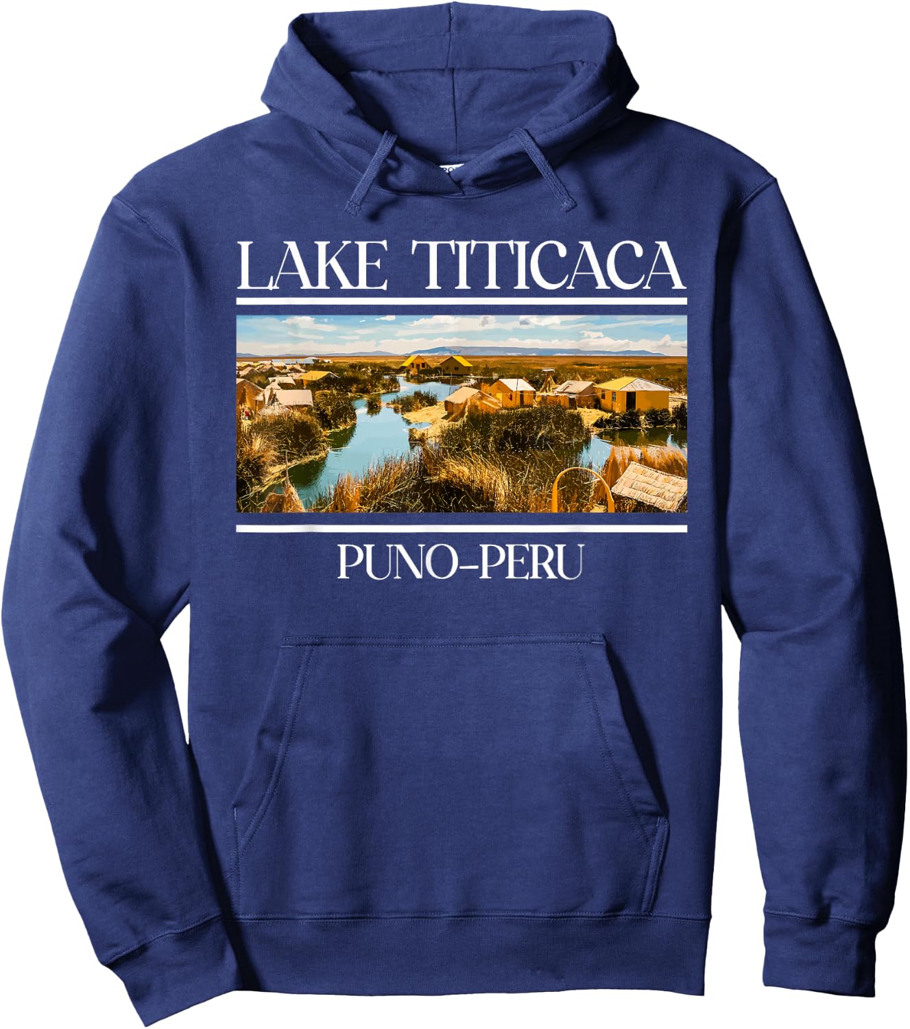 Titicaca Lake Puno Peru Fishing Lake Hoodie - Hoodie | Navy