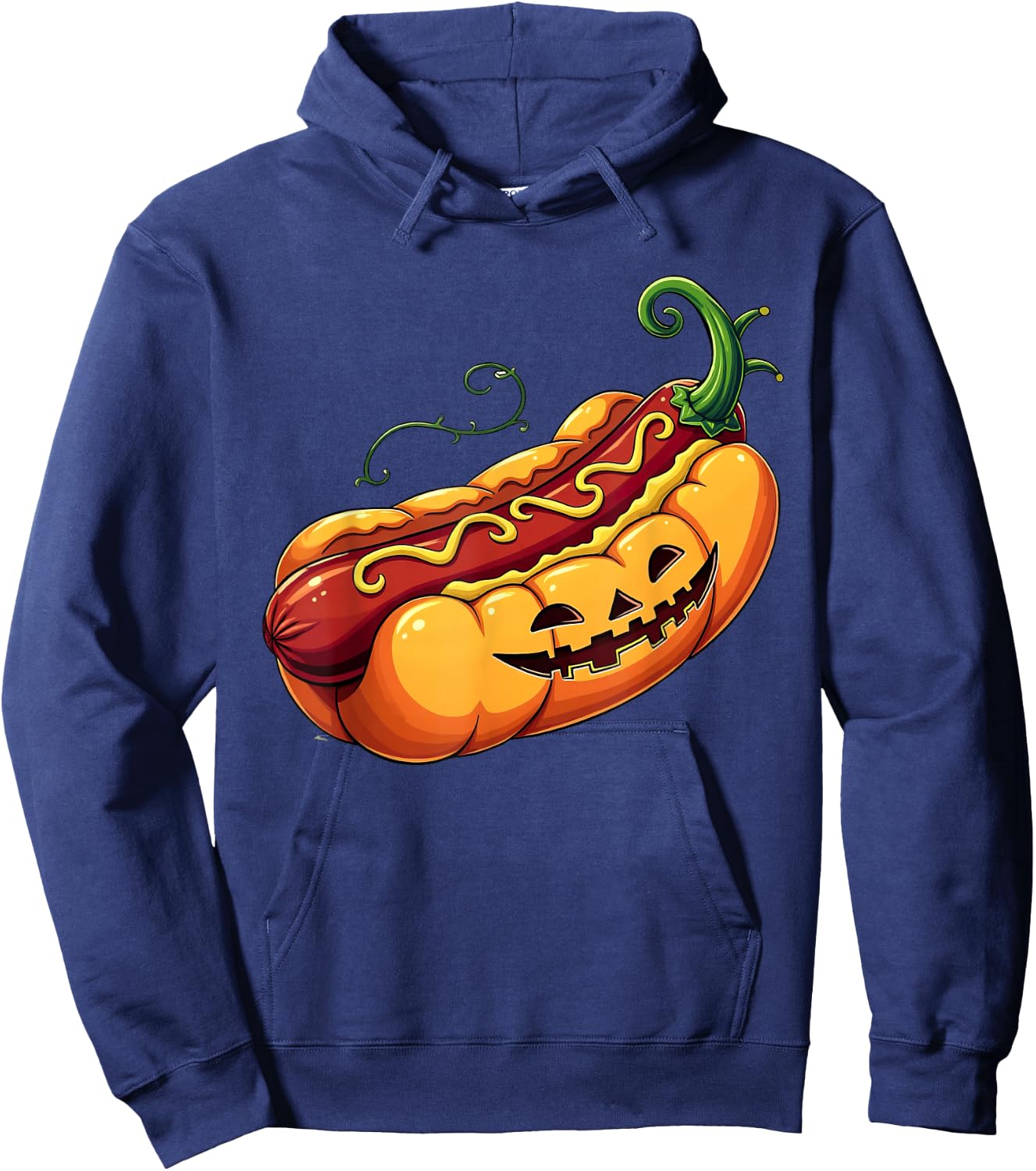 Scary Hotdog Pumpkin Funny Halloween Kids Hoodie - Hoodie | Navy