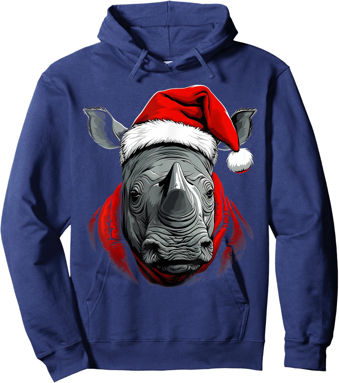 Merry Xmas Rhino Christmas Hoodie - Hoodie | Navy
