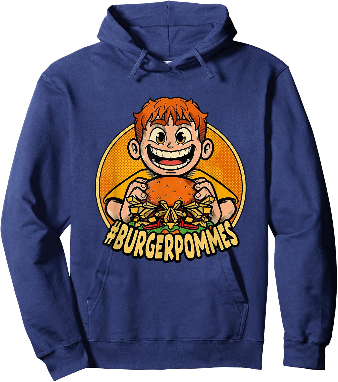 Burger.Pommes Comic Stil Fast Food Snack Hoodie - Hoodie | Navy