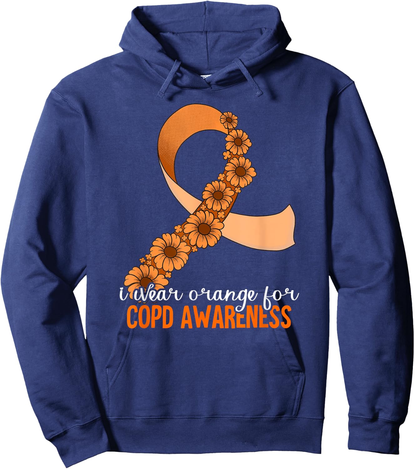 Chronic Obstructive Pulmonary Disease COPD Awareness - -Adults - Black - Small - Short Sleeve - Classic Fit - Cotton, Polyester - COPD Awareness Design Hoodie - Hoodie | Navy