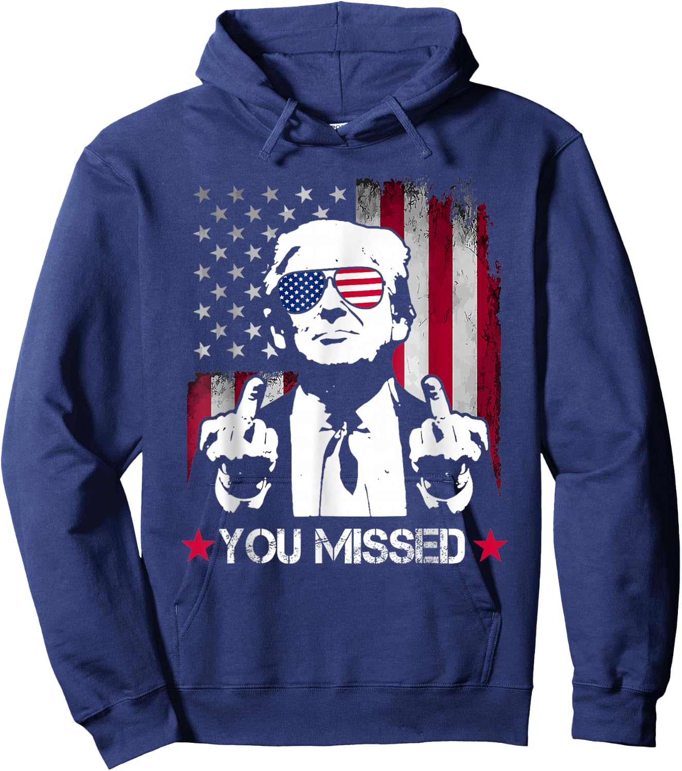 You Missed Trump 2024 US American Flag (Front) Hoodie - Hoodie | Navy