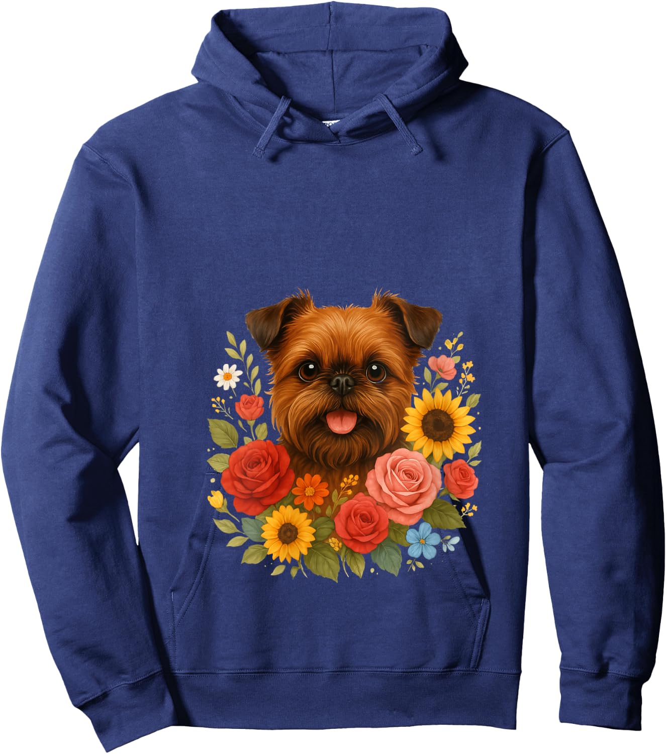 Brussels Griffon V-Neck Hoodie - Hoodie | Navy