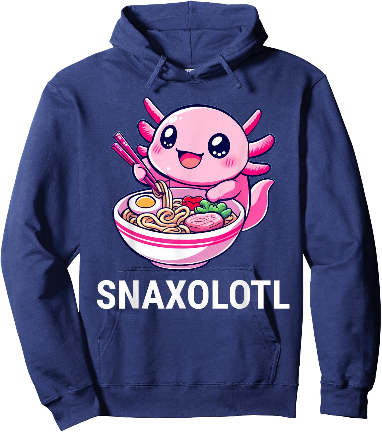 Snaxolotl Axolotl Eating Ramen Noodles Kawaii Hoodie - Hoodie | Navy