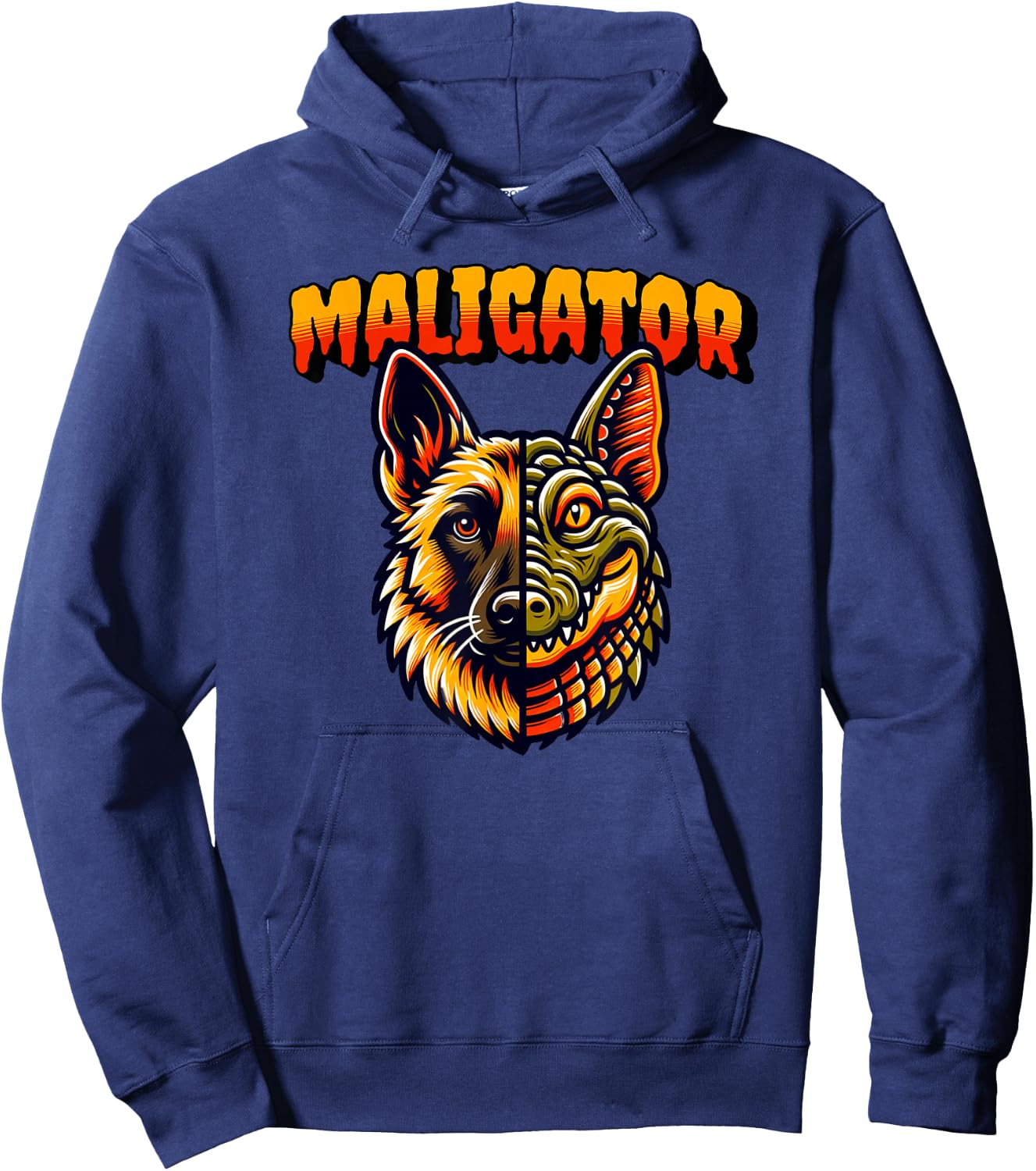 Maligator, Belgian Malinois Alligator Mix Hoodie - Hoodie | Navy