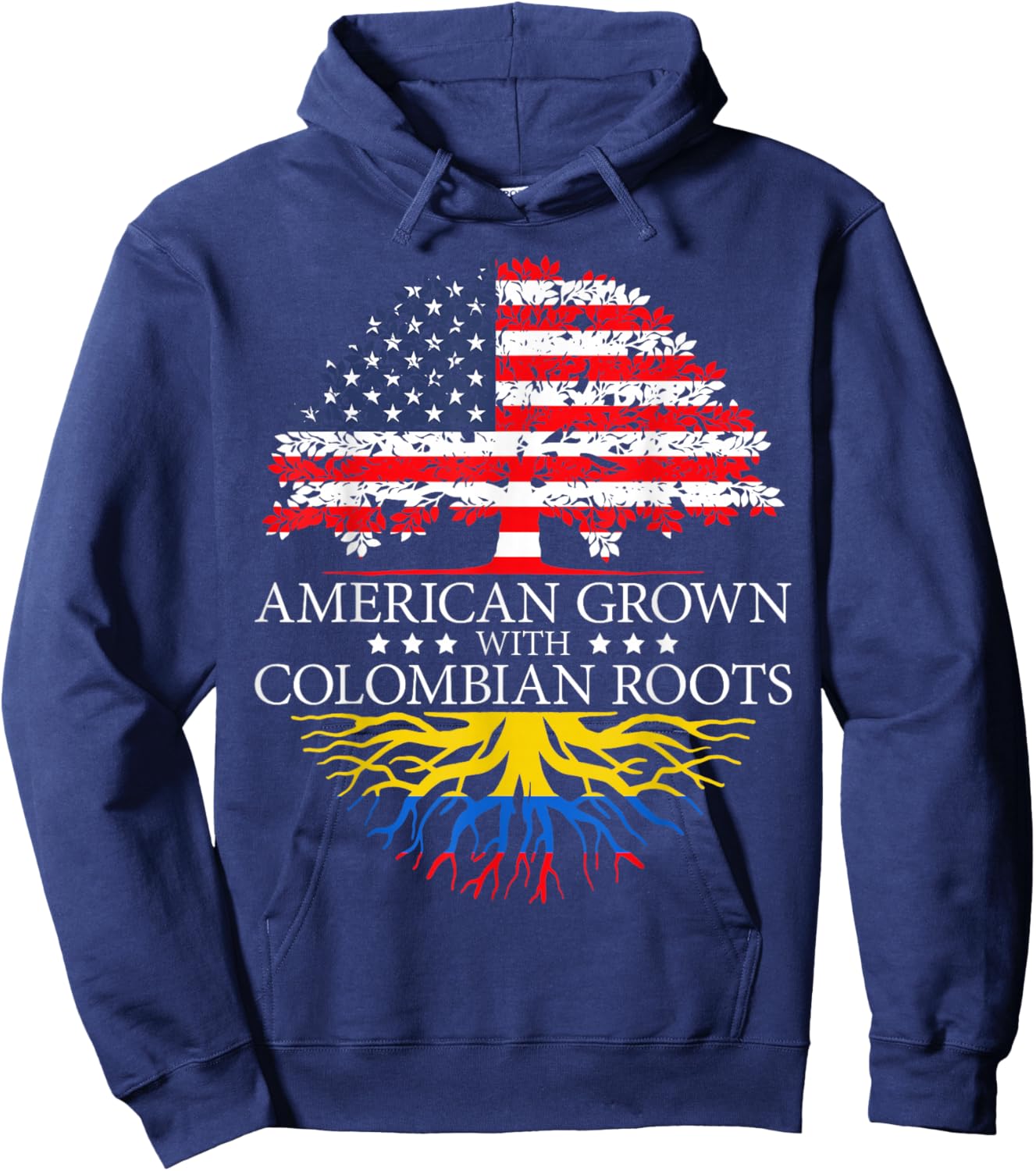 American Grown with Colombian Roots USA Flag Hoodie - Hoodie | Navy
