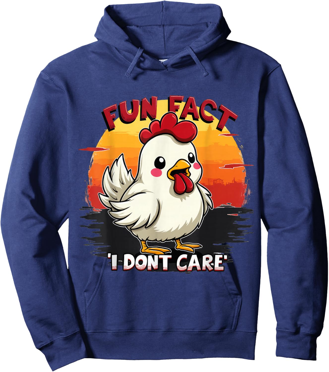 Funny Chicken Fun Fact I Dont Care Meme Humor Hoodie - Hoodie | Navy