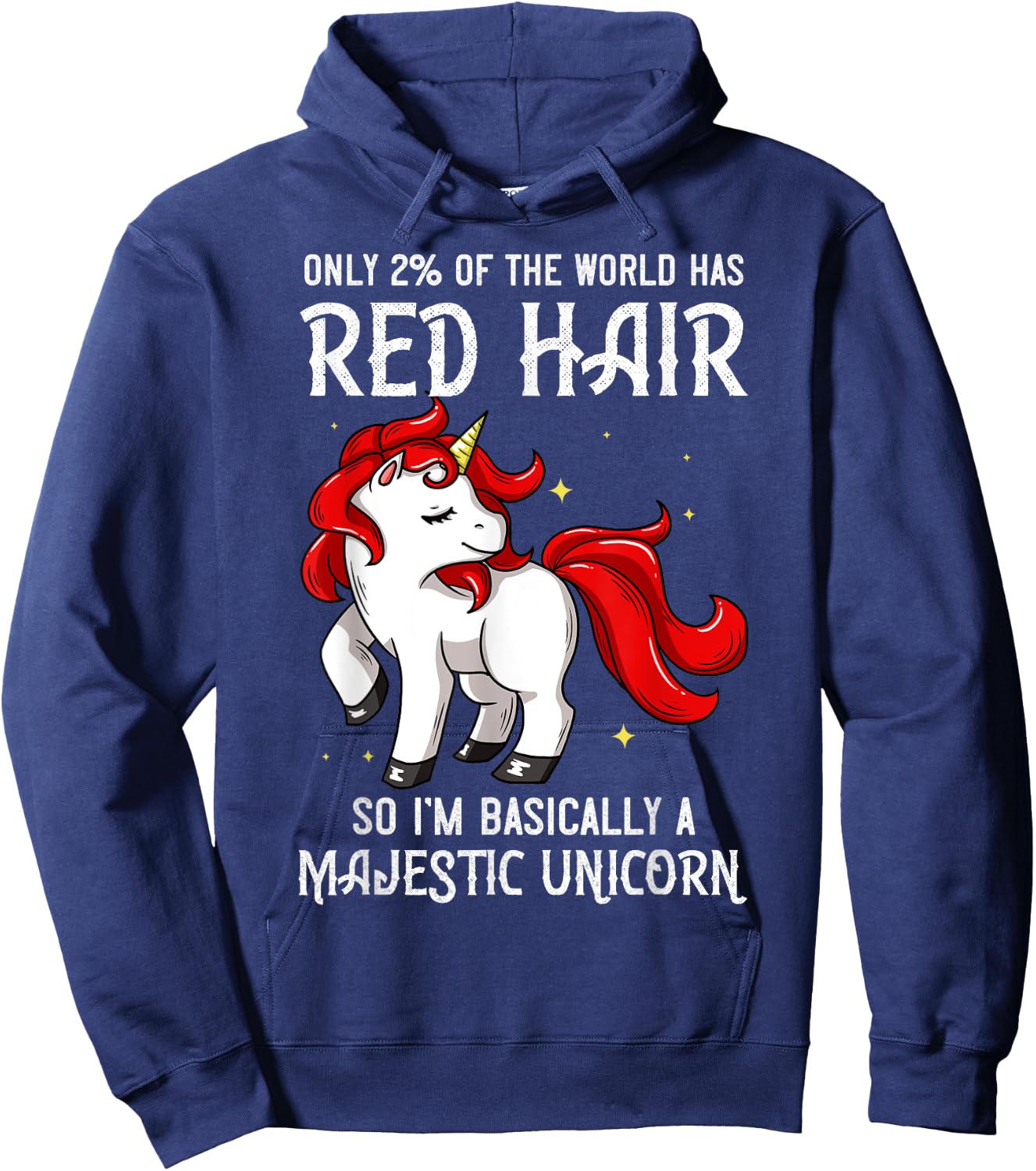 Red Hair Unicorn Redhead Funny Red Headed Hoodie - Hoodie | Navy