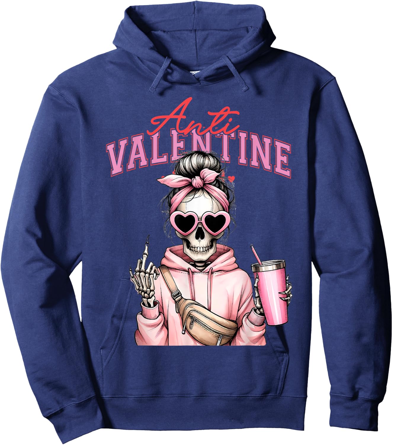 Funny Anti-Valentine's Day , black Hoodie - Hoodie | Navy