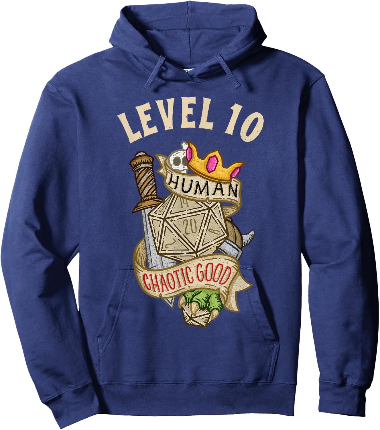 Level 10 Human Chaotic Good RPG Gamer Boys Kids Hoodie - Hoodie | Navy